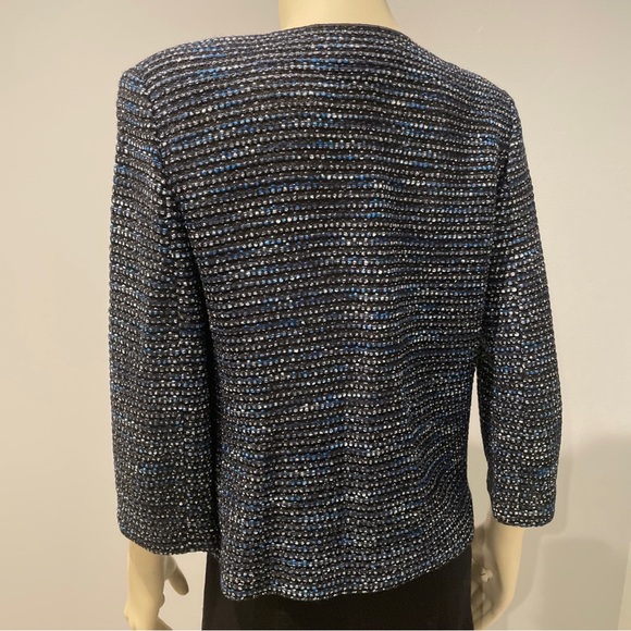 ST JOHN EVENING Jacket Blazer Sz 6 Blue Silver  Santana Knits - Picture 5 of 5